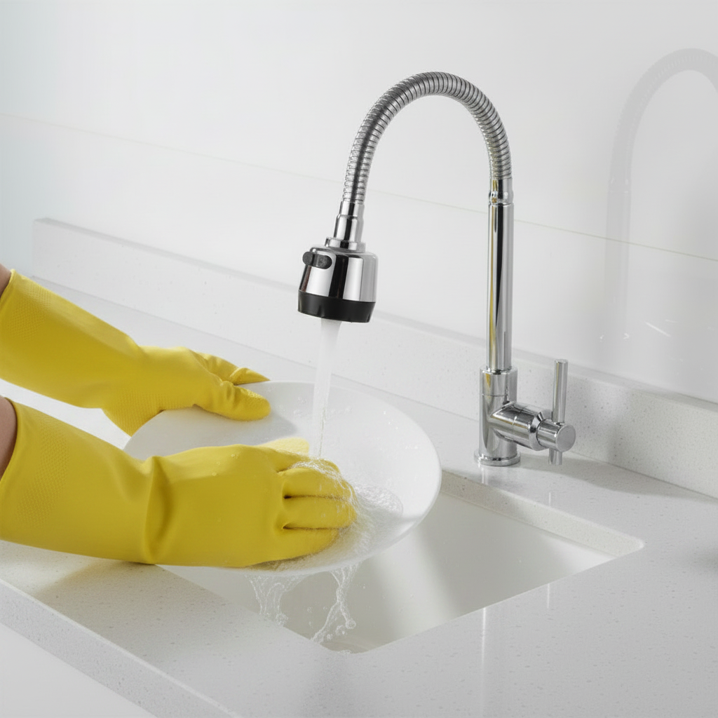 Torneira de cozinha gourmet flexível com 2 jatos para parede/bancada