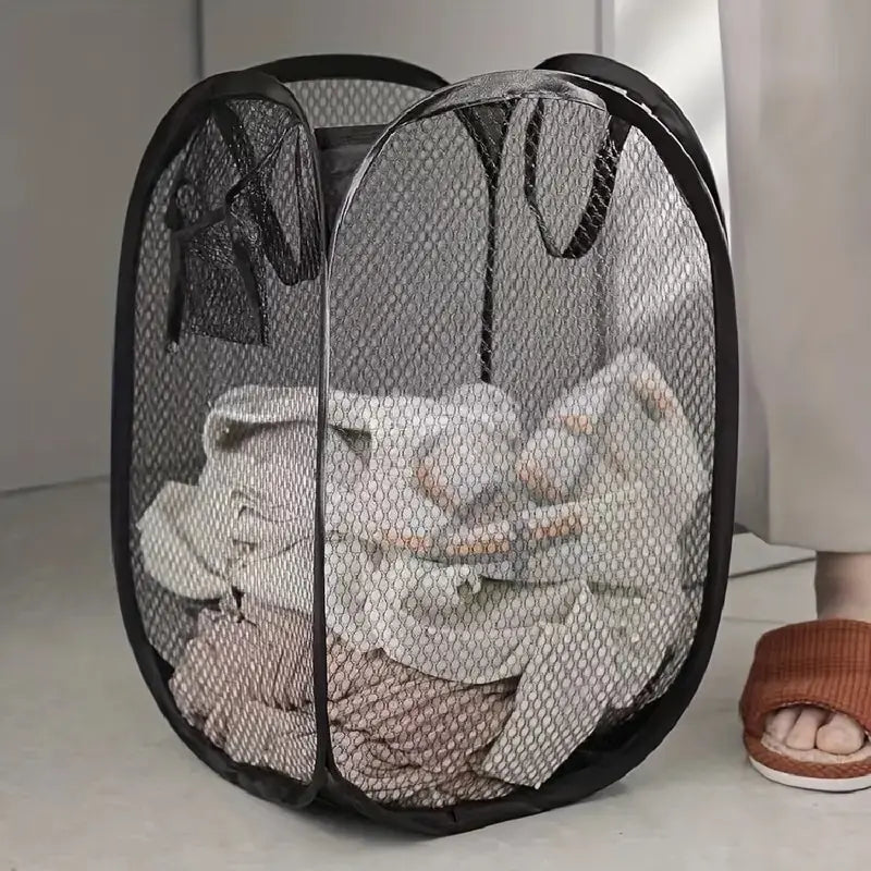 Cesto de Roupas Dobrável em Tela Mesh