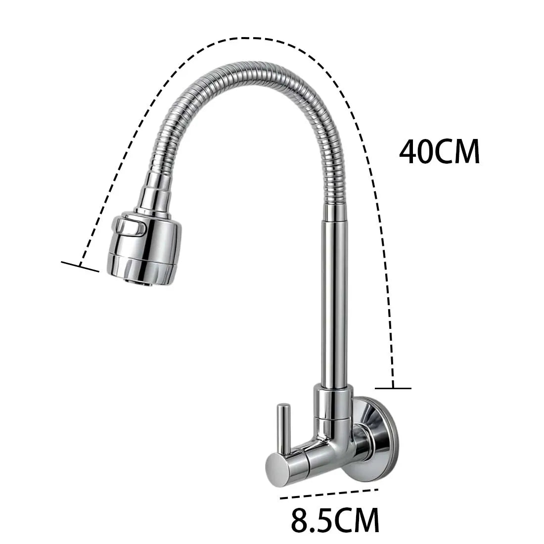 Torneira de cozinha gourmet flexível com 2 jatos para parede/bancada